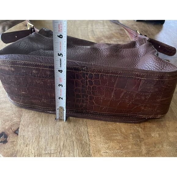 Oroton brown leather crossbody bag pebbled and croc embossed vintage Australia - Picture 13 of 15